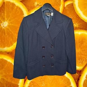 Requirements Double Breasted Navy‎ 100% Wool Pea Coat Size 8
